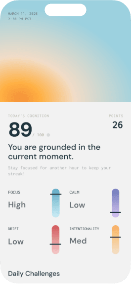Illumind home screen showing cognition score